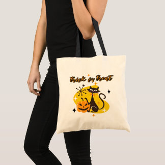 Bolsa Tote Gato Preto Retro & Jack-O' Lantern Halloween