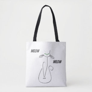 Bolsa Tote Gato Preto Slinky Meow Meow Texto Personalizado Ol