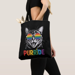 Bolsa Tote Gato Purride Gay Lésbica Arco-íris LGBTQ Aliado Or