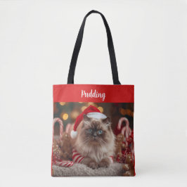 Bolsa Tote Gato Ragdoll Festivo Natal Personalizado 
