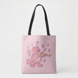 Bolsa Tote Gato Rosa com Violino