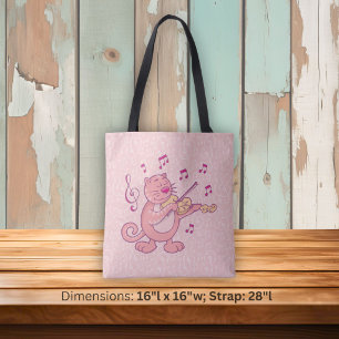 Bolsa Tote Gato Rosa com Violino