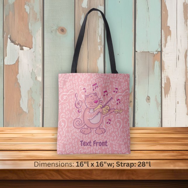 Bolsa Tote Gato Rosa com Violino (Criador carregado)