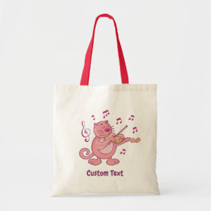 Bolsa Tote Gato Rosa com Violino Tote Bag