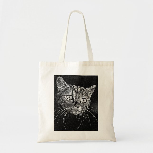 Bolsa Tote Gato Rosto Pequeno Saco (Frente)