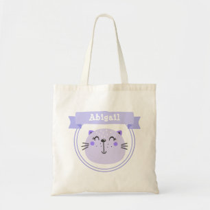 Bolsa Tote Gato Roxo Crianças e raparigas personalizadas