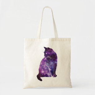 Bolsa Tote Gato roxo da nebulosa do espaço