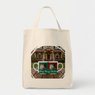Bolsa Tote Gato ruivo, Foto Texto Personalizado, Meowy Natal,