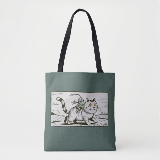 Bolsa Tote Gato Sapo Meme Medieval Vintage Engraçado  (Frente)