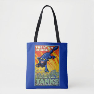 Bolsa Tote Gato Selvagem de Recrutamento Militar Vintage