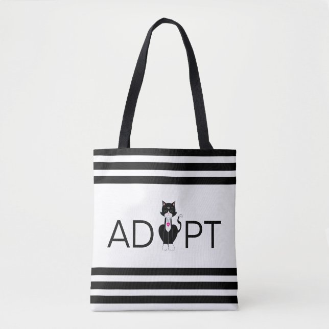 Bolsa Tote Gato Selvagem de Smoking Moderno Adotar (Frente)