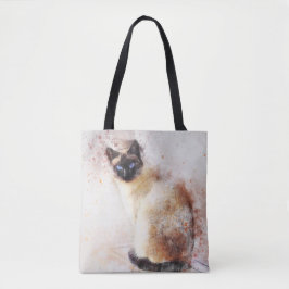 Bolsa Tote Gato Siames Aquarela