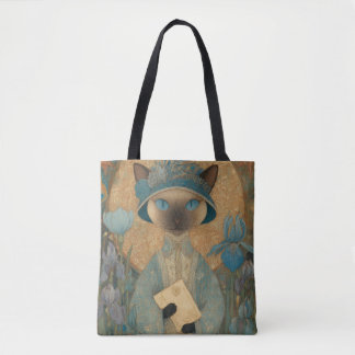 Bolsa Tote Gato siamês em estilo Art Nouveau - Arte elegante