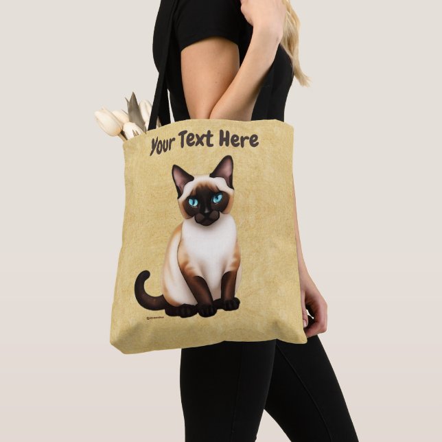 Bolsa Tote Gato Siamês Em Papel Antigo (Close Up)