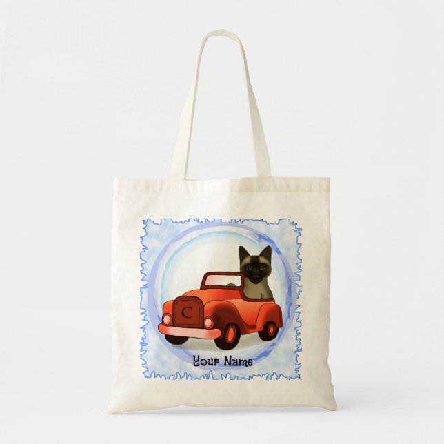 Bolsa Tote Gato Siameses Dirigindo Carro (Frente)