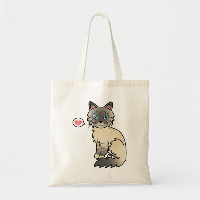 Bolsa Tote Gato Silver Tabby Birman / Ragdoll de Amor (Frente)