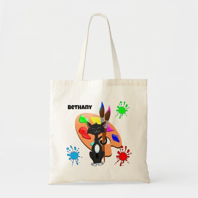 Bolsa Tote Gato Smoking e Paleta de Tinta (Frente)