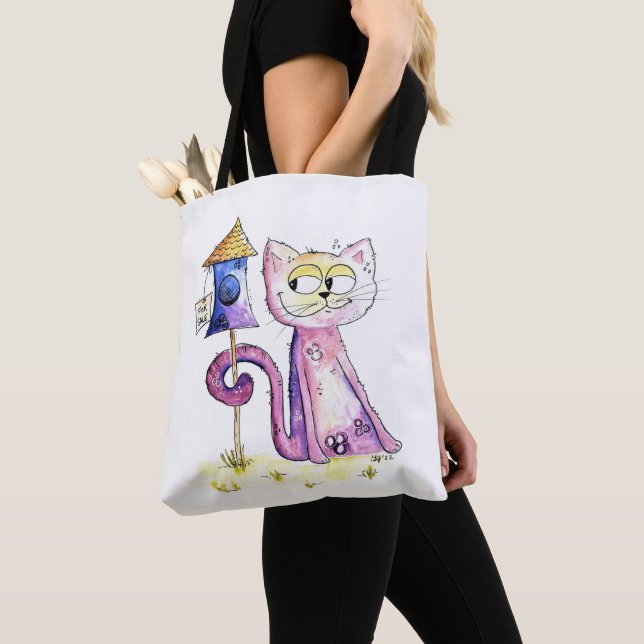 Bolsa Tote Gato Sneaky Bastante Bestial com Birdhouse (Close Up)
