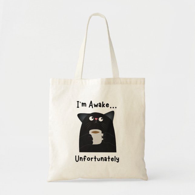 Bolsa Tote Gato Sonolento Engraçado  (Frente)