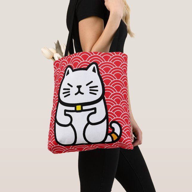 Bolsa Tote Gato Sortudo Japonês ou Maneki-Neko (Close Up)