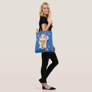 Bolsa Tote Gato Sortudo Maneki Neko Fofo
