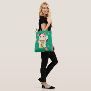 Bolsa Tote Gato Sortudo Maneki Neko Fofo