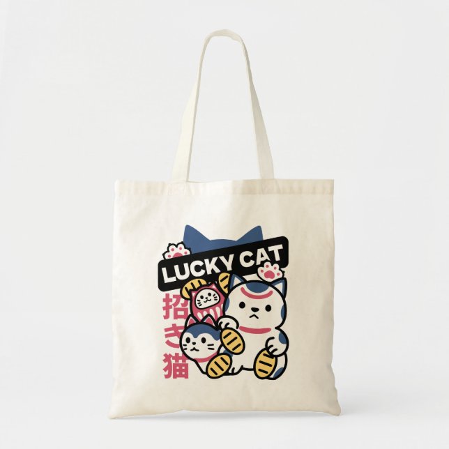 Bolsa Tote Gato Sortudo Maneki Neko – Gato da Sorte Japonês (Frente)