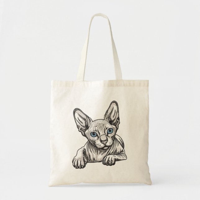 Bolsa Tote Gato Sphynx sem pelos (Frente)