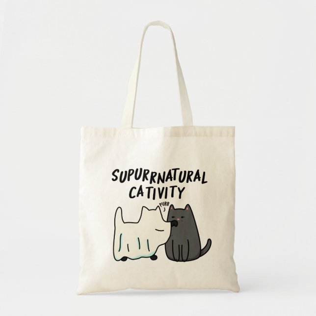 Bolsa Tote Gato Su-Purr-Natural Engraçado (Frente)