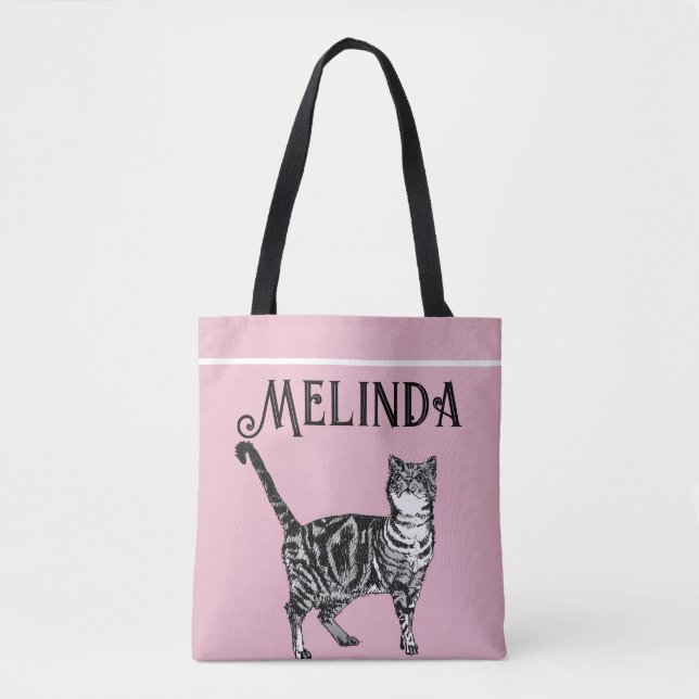 Bolsa Tote Gato Tabby Pastel Gatos Crianças Rosas claro Rapar (Frente)