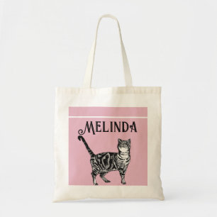 Bolsa Tote Gato Tabby Pastel Gatos Crianças Rosas claro Rapar