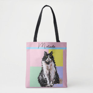 Bolsa Tote Gato Tabby Pastel Gatos Crianças Rosas claro Rapar