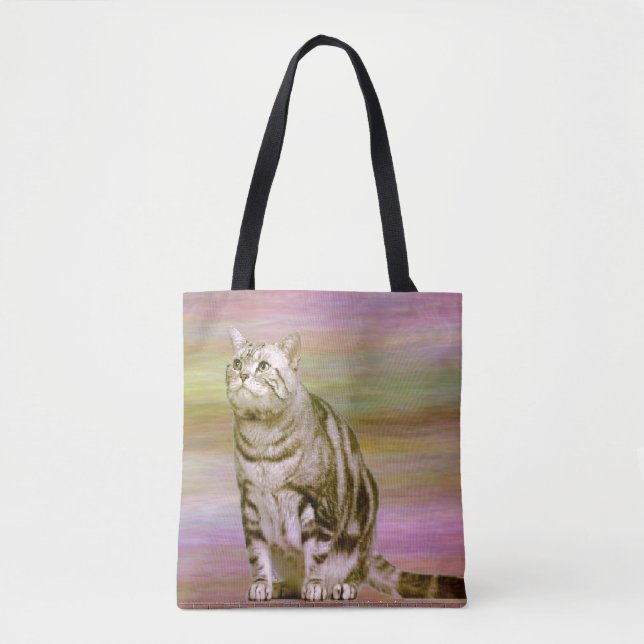 Bolsa Tote Gato Tabby Prateado (Frente)