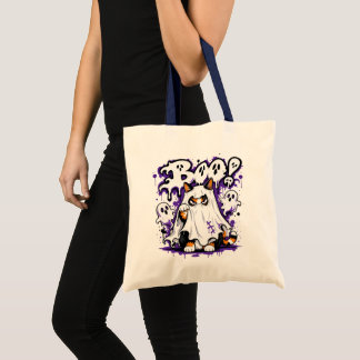 Bolsa Tote Gato Tricolor Fantasma Boo Halloween