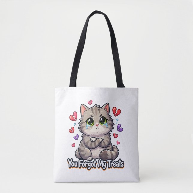 Bolsa Tote Gato Triste Você Esqueceu Meus Petiscos (Frente)