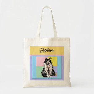 Bolsa Tote Gato Tuxedo Pastel Gatos Mulheres Cores Pastel