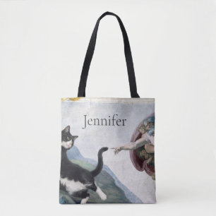 Bolsa Tote Gato Tuxedo Tocando a Pata Divina