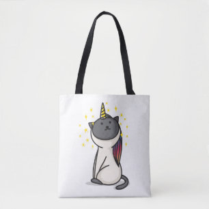 Bolsa Tote gato unicórnio