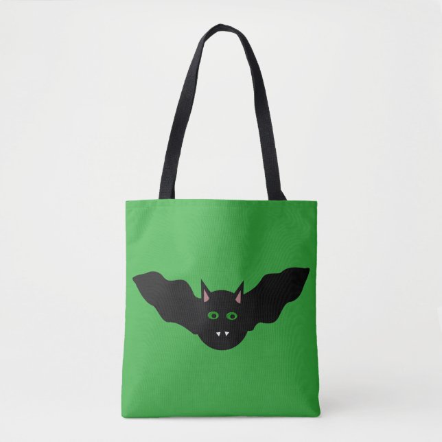 Bolsa Tote Gato Vampiro Diante do Bat Halloween (Frente)