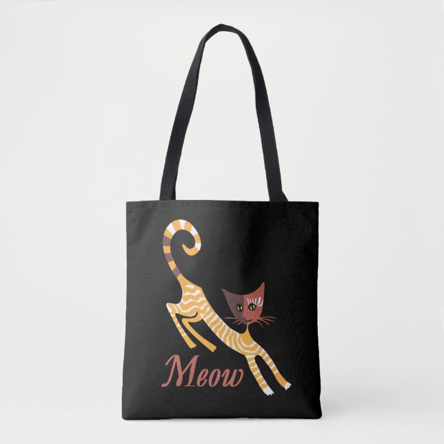 Bolsa Tote Gato vermelho engraçado (Frente)