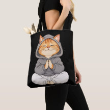Gato Zen com Capuz – Gato de Desenho Animado Fofo 