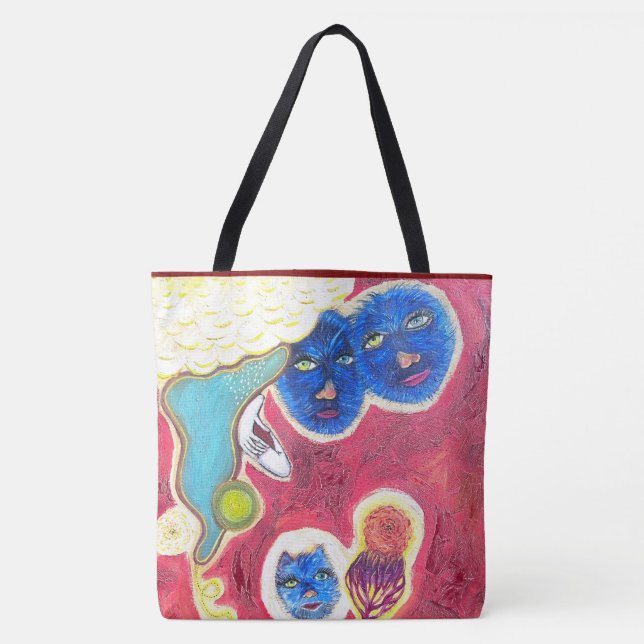 Bolsa Tote gatos azuis (Frente)