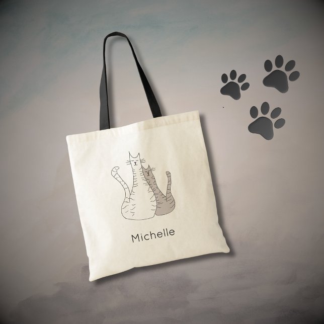 Bolsa Tote Gatos Cutes Desenhando Gatinhos Simples Personaliz (Criador carregado)