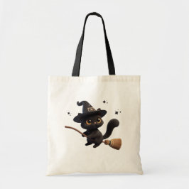 Bolsa Tote Gatos de Bruxas Negras do Halloween Andando em Est