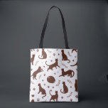 Bolsa Tote Gatos de Chocolate<br><div class="desc">Esta bolsa tote encantadora apresenta um padrão de silhueta de gato marrom chocolate cativante. O design é ao mesmo tempo elegante e adorável, tornando-o um acessório perfeito para amantes de gatos e aqueles que apreciam designs sutis e elegantes. É uma maneira prática e elegante de carregar seus pertences enquanto mostra...</div>