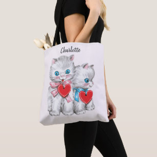 Bolsa Tote Gatos De Dia de os namorados Retroativo Vintage, G