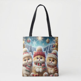 Bolsa Tote Gatos de gatinho em decoração festiva de Natal e N