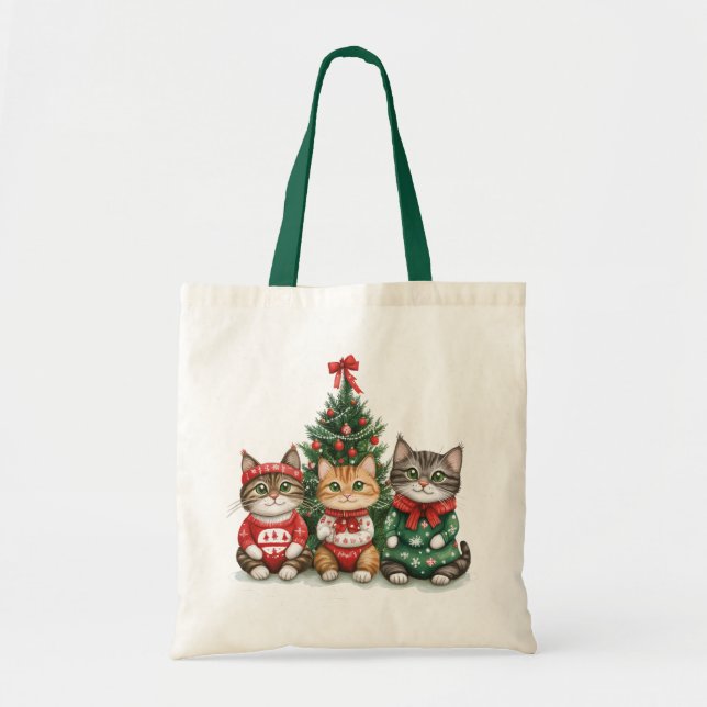 Bolsa Tote Gatos de Natal bonitos (Frente)