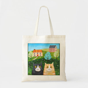 Bolsa Tote Gatos do Campo Laranja Listrado Smoking Ingênuo Ar