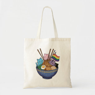 Bolsa Tote Gatos do Estandarte do Arco-Íris Ramen Anime Mês d